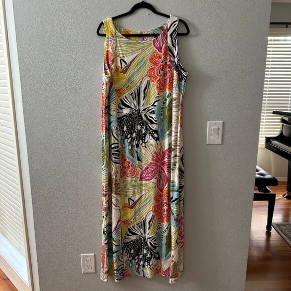 NWT Chico's Sleeveless Stretch Knit Maxi Dress 3 XL 16/18 Tropical Floral - Picture 1 of 5